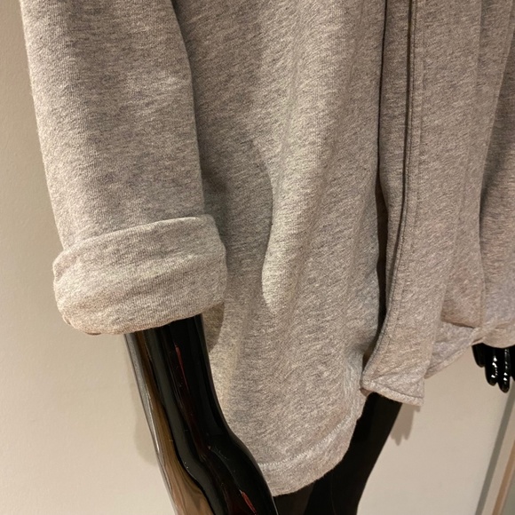 Theory Ashby Raj Grey Open Front Sweatshirt Cardigan 3/4 Sleeve Size M Sweater - Picture 4 of 12
